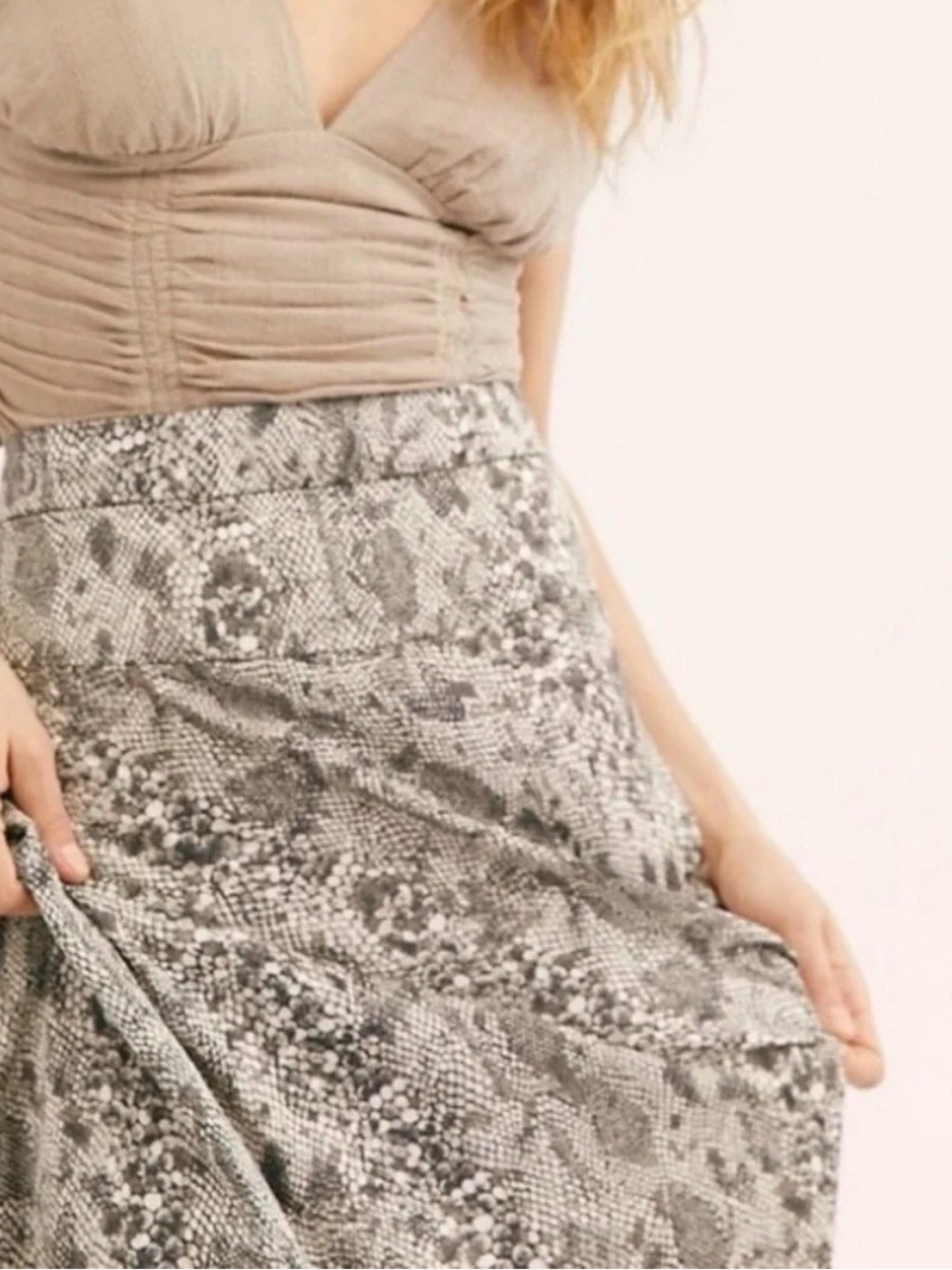 Free People Neutral Snake-Print Skirt